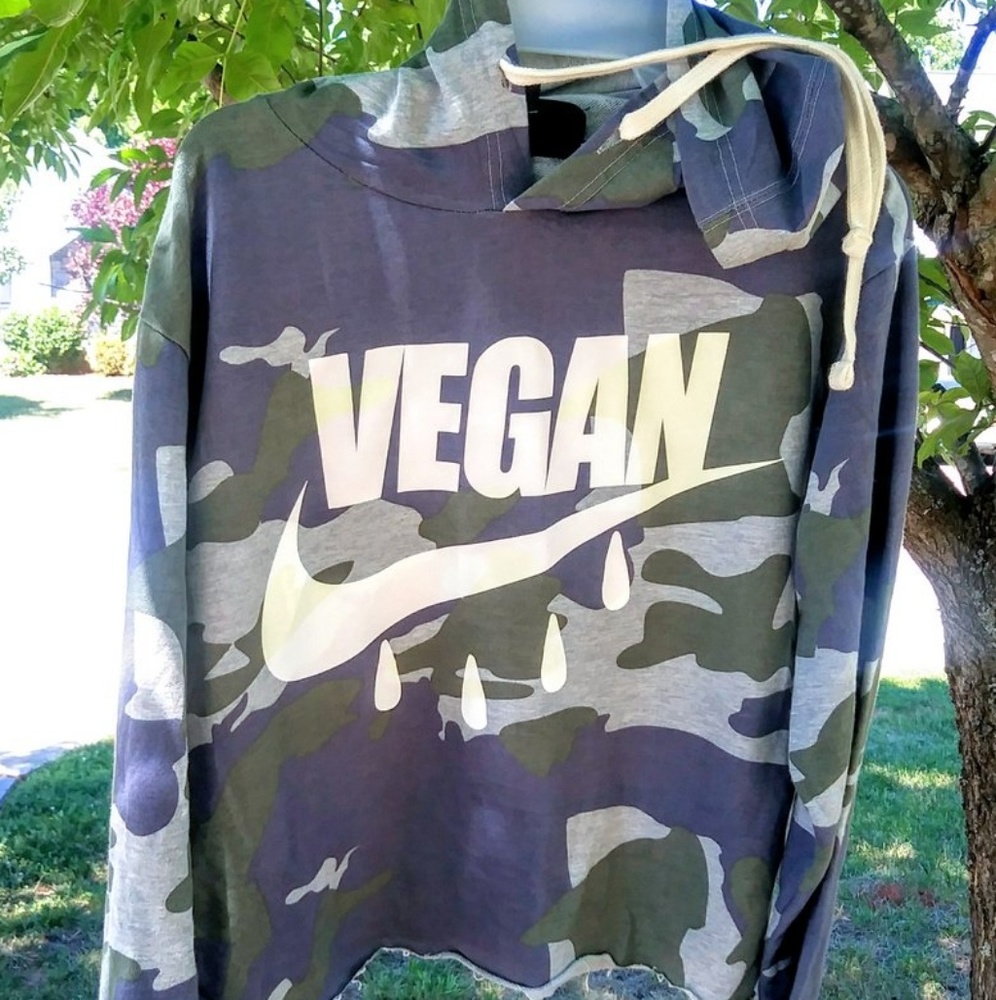 Custom womens croptop Camo VEGAN hoodie